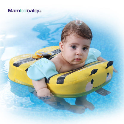 Mambobaby™ Bee Shoulder Float avec un bébé profitant de la piscine en toute sécurité sous le soleil français.