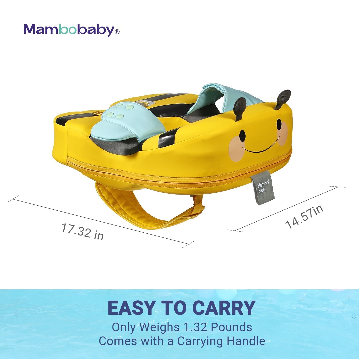 Mambobaby™ Bee Shoulder Float dimensions et guide des tailles pour enfants de 8 à 36 mois.