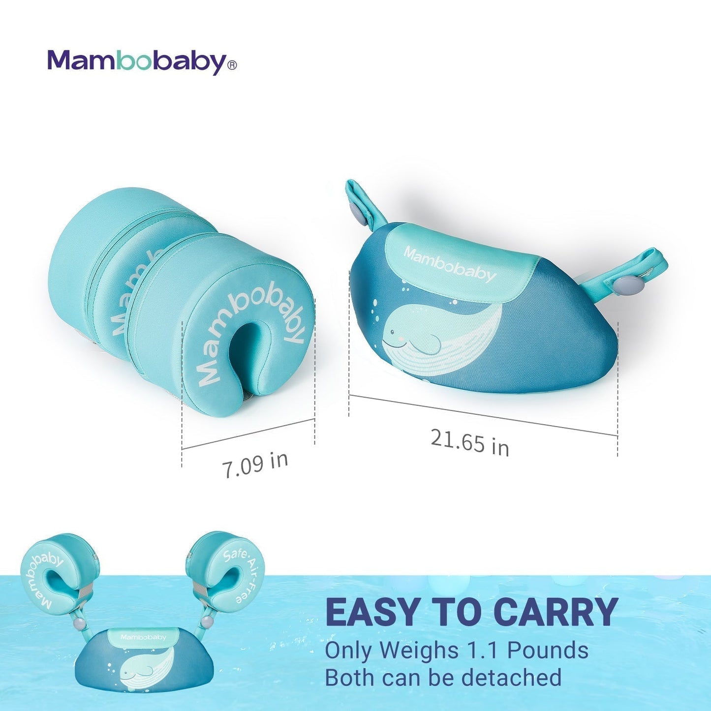 Mambobaby™ Brassards Évolutifs guide des tailles et dimensions pour enfants de 3 à 8 ans.