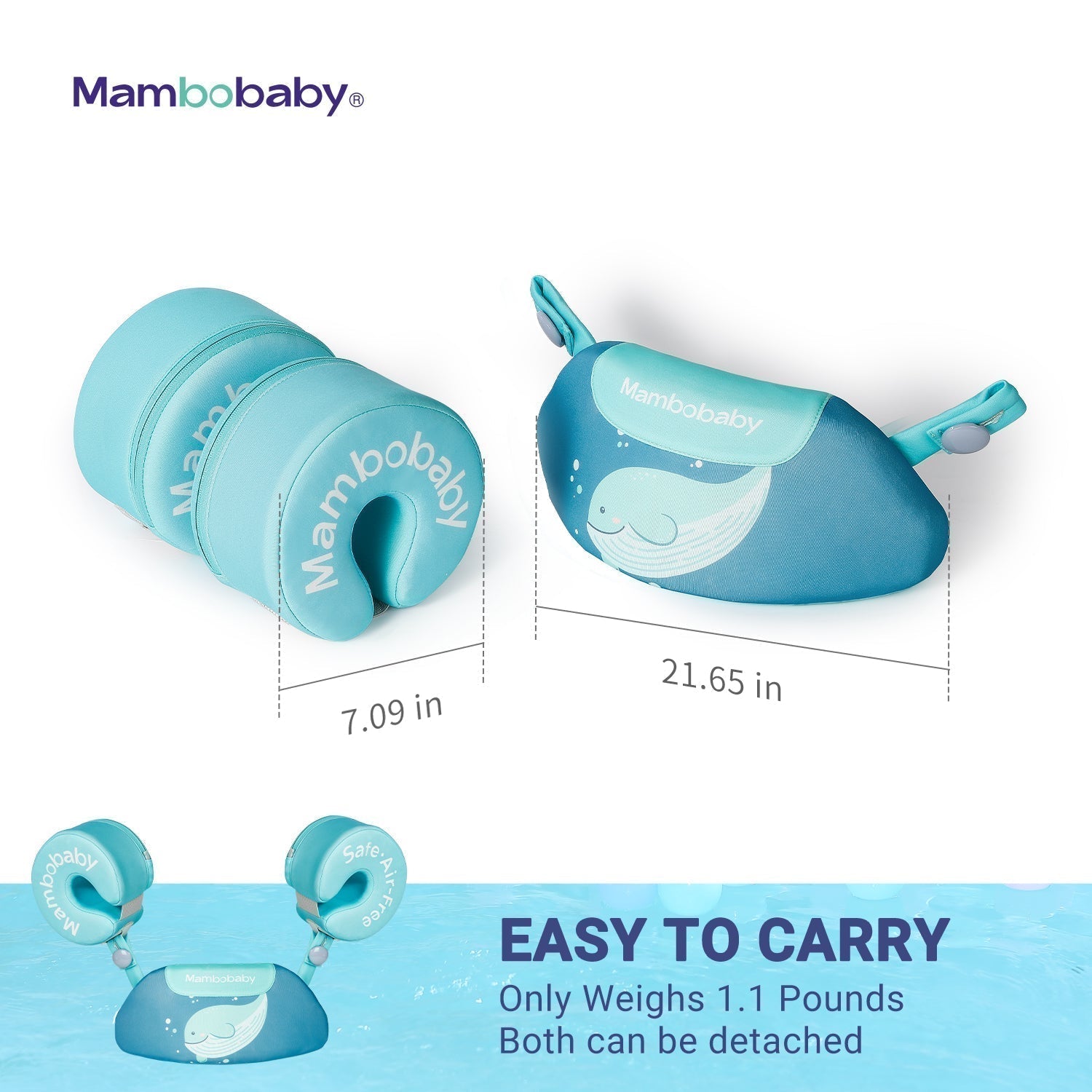 Mambobaby™ Brassards Évolutifs guide des tailles et dimensions pour enfants de 3 à 8 ans.