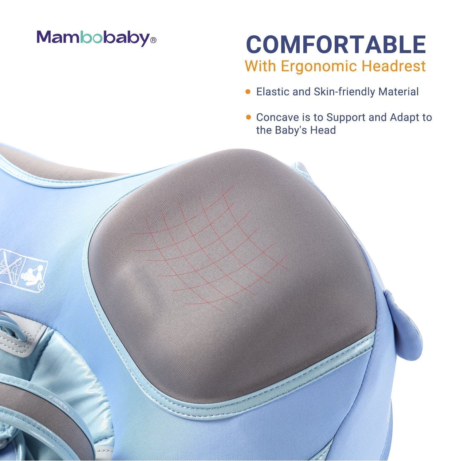 Mambobaby™ Éléphant appuie-tête confortable pour le repos et le confort de bébé dans l'eau.