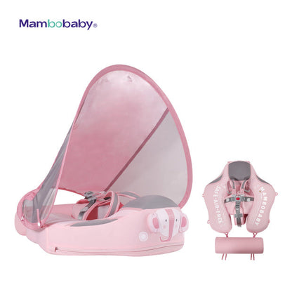 Mambobaby™ Éléphant bouée bébé rose sans gonflage design éléphant pour piscine et éveil aquatique.
