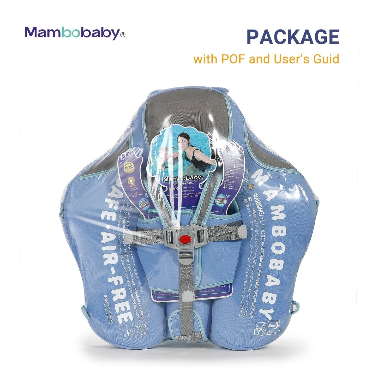 Mambobaby™ Éléphant contenu complet du pack bouée bébé avec ombrelle et queue de stabilité.