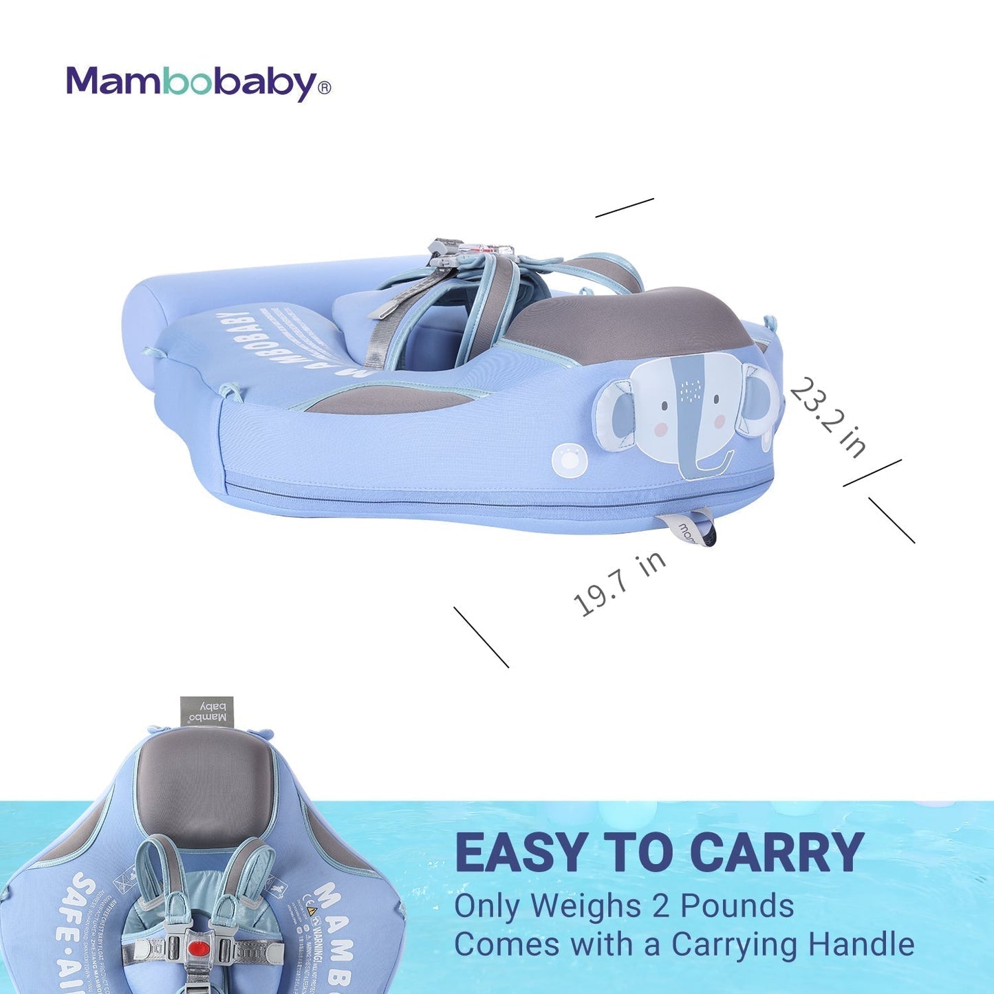 Mambobaby™ Éléphant dimensions et guide des tailles de la bouée bébé éléphant 2026.
