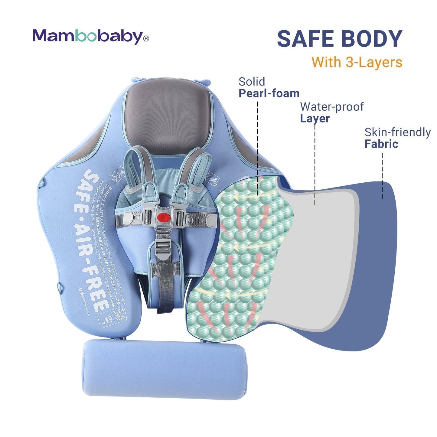 Mambobaby™ Éléphant structure 3 couches en cuir PU imperméable doux pour la peau.