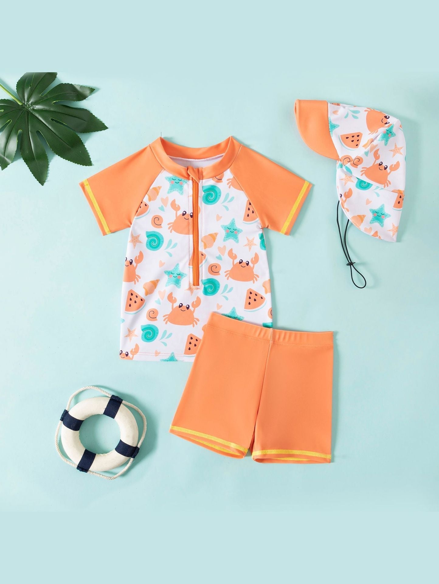 Mambobaby™ Maillot de Bain Bébé Orange Haute Visibilité Natation