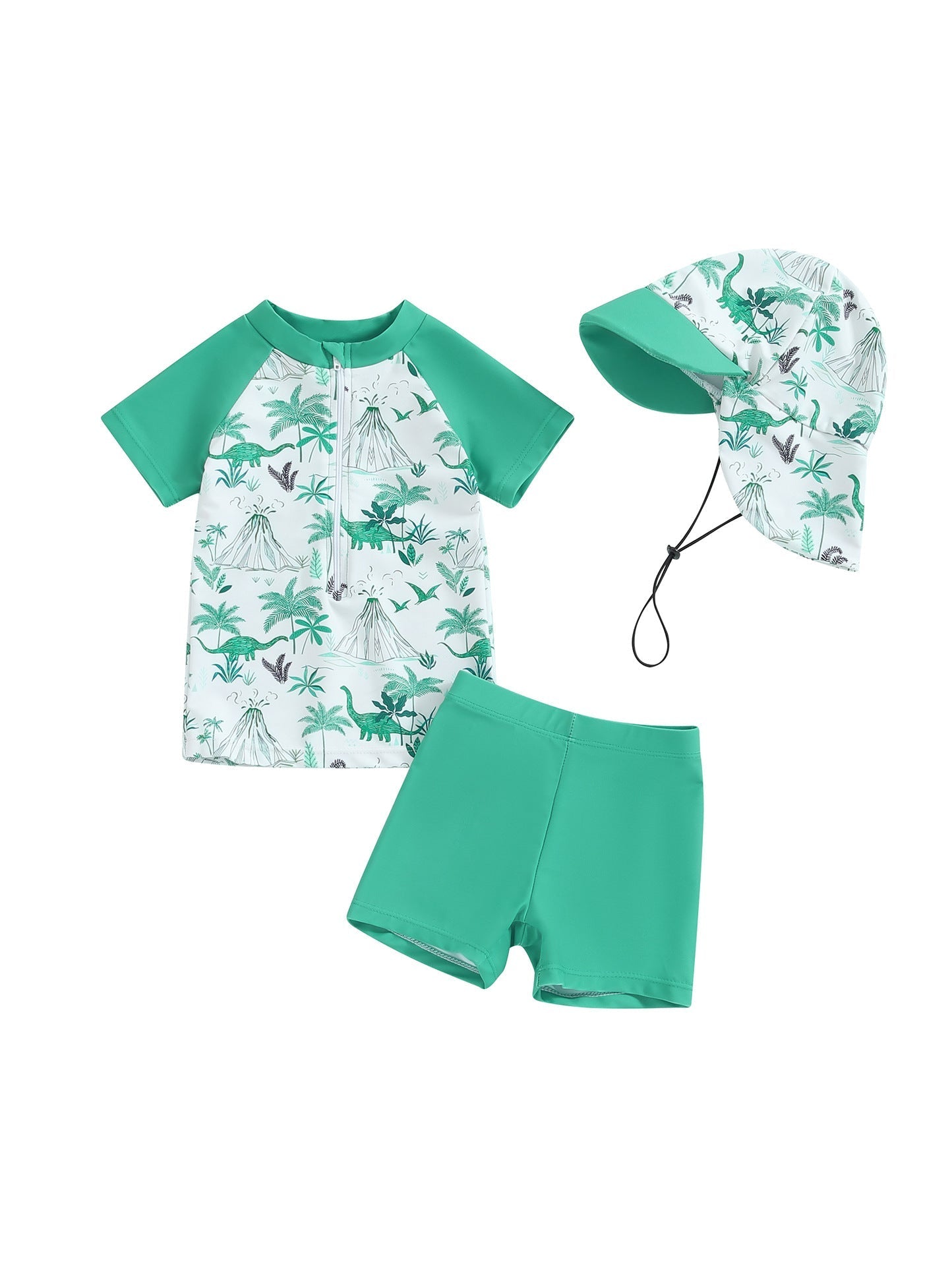 Mambobaby™ Maillot de Bain Enfant Vert Menthe Anti-UV avec Chapeau