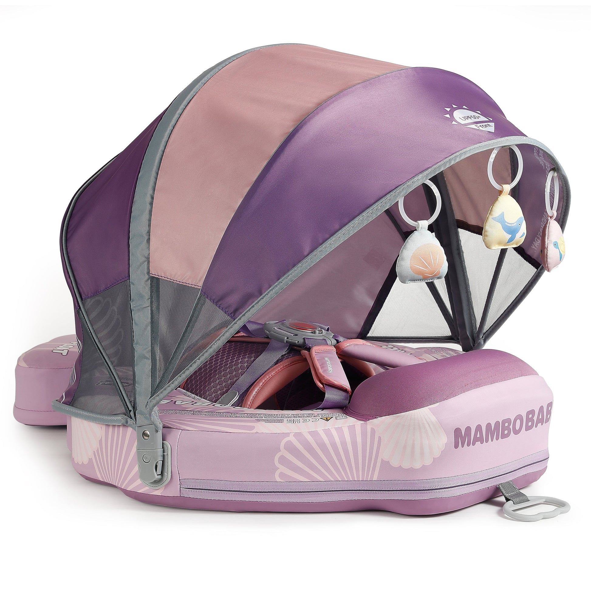 Rose Bouée bébé auto-gonflable Mambobaby™ Seashell pour piscine et voyage