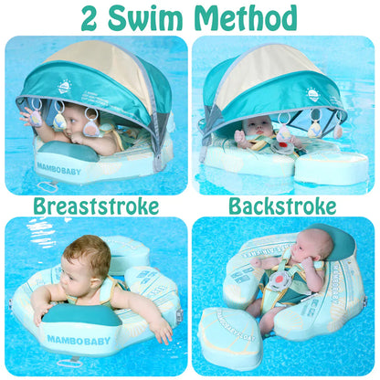 Positions de nage brasse et dos sur la bouée Mambobaby™ Seashell
