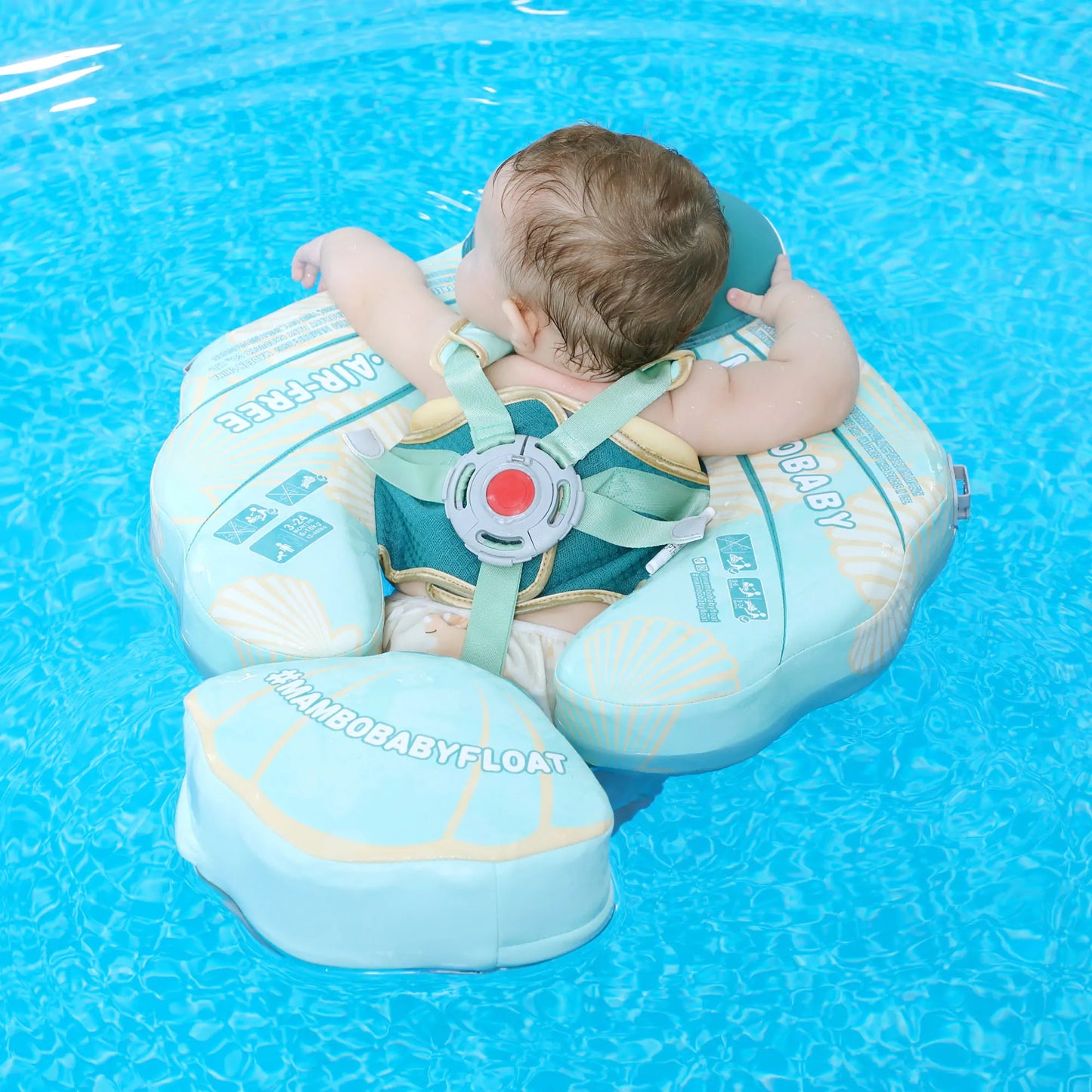 Positions de nage brasse et dos sur la bouée Mambobaby™ Seashell